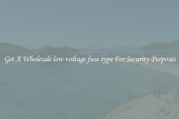 Get A Wholesale low voltage fuse type For Security Purposes